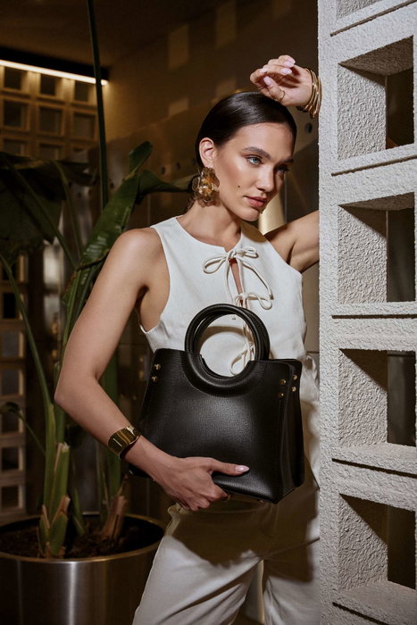 Lucky Bees 1229 Bolso Cruzado Mujer, Bolso de Cuero de Polivinilo, Elegante y Versátil, Color Negro, 28x13x22 cm